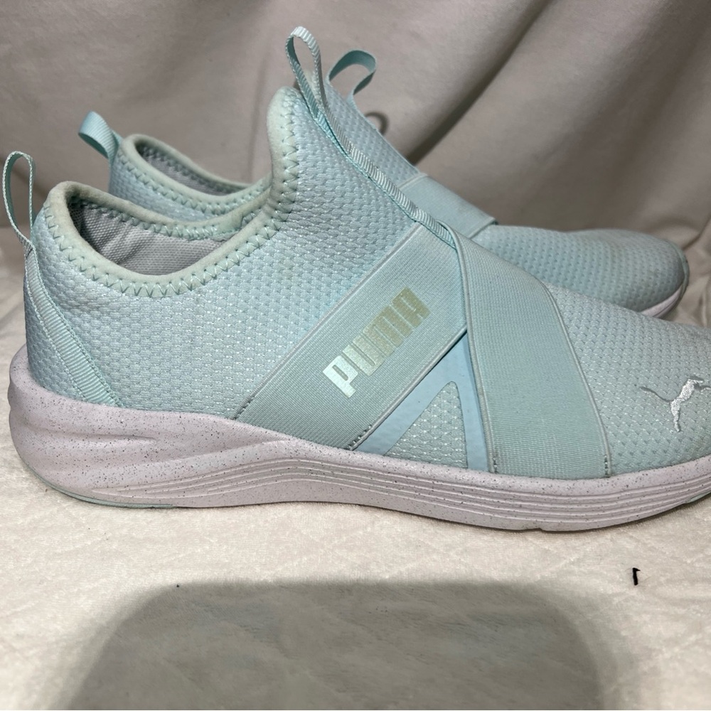 Puma Slip-On Sneakers in Mint Green - Picture 2 of 11